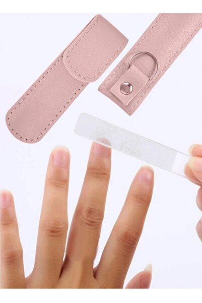 Beauty مبرد زجاجي وملمع اظافر مع حافظة جلدية