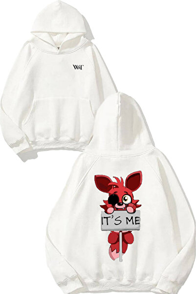 THEWERT Hanorac alb cu glugă cu imprimeu pe spate Five Nights At Freddy's 8 D...