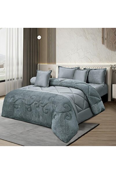 Roshen Luxurious winter velvet double bedspread with elegant design and high quality, 6 pieces, quilt size 240*220 cm