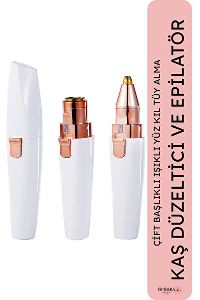 Sunora Beauty Çift Başlıklı Şarjlı Işıklı Epilasyon Aleti Kaş Yüz Çene Bıyık ...