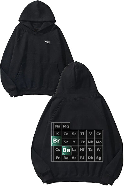 THEWERT سويت شيرت بقلنسوة أسود اللون مطبوع عليه تصميم بريكنج باد بيريوديك