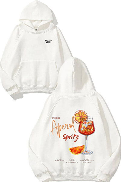 THEWERT Аперол Сприц Дизайн С бели качулки с качулка с печат на гърба