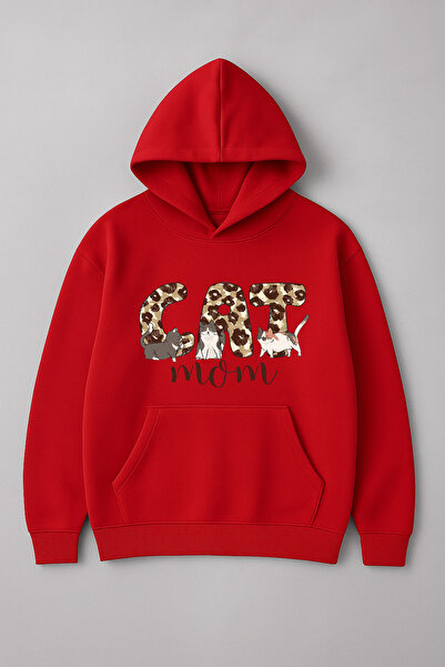 LORVEX Cat Mom Baskı Oversize Sweatshirt