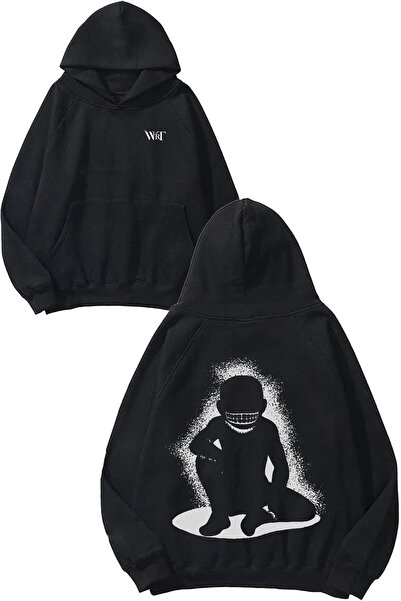 THEWERT The Truth 1 Design Свръхплатена черна качулка с печат отзад