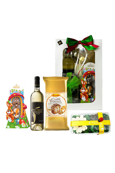 velve Pachet GiftDay,Vin Jidvei Premiat sec 750ml, Cozonac Pricomigdala Borom...