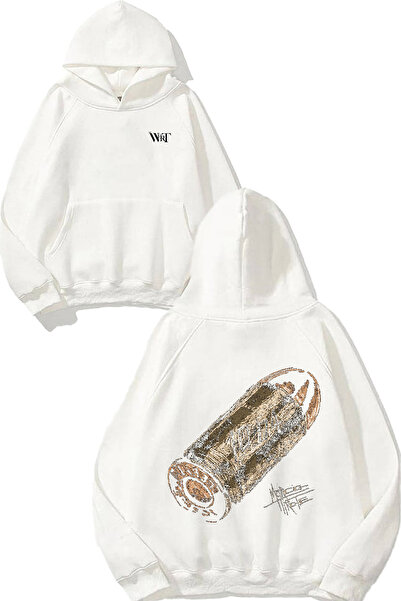 THEWERT Φούτερ με κουκούλα με στάμπα στην πλάτη σε λευκό χρώμα