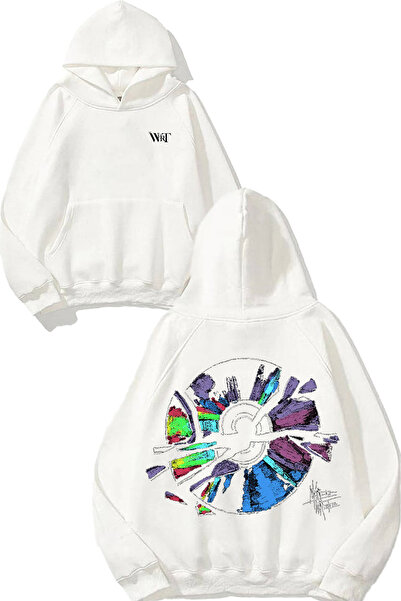 THEWERT CD Design Бяла суитшърт с качулка и печат на гърба