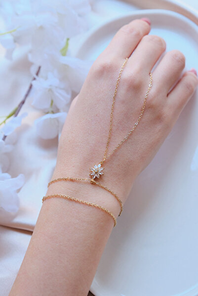 AURRARİ Gold Cicek Zirkon Taşlı Şahmeran