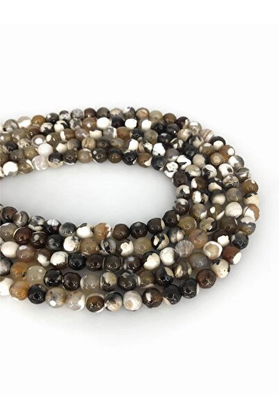 SESİKA HOBİ Piatră naturală autentică Agat de calitate A, maro crem, 8 mm, 1 șuviță