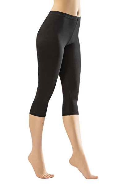 Sereia Women's Capri Length Combed Cotton Leggings Plain Style Single Black - Black - Sreiakot-4N00H5-Si