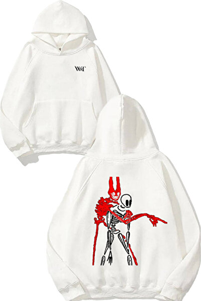 THEWERT Тежестта върху човека Дизайн На гърба отпечатана бяла суитшърт с качулка