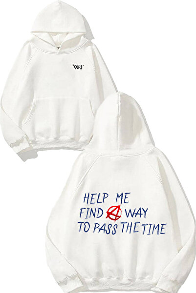 THEWERT Hanorac alb cu glugă cu imprimeu pe spate Lil Peep The Brightside Design