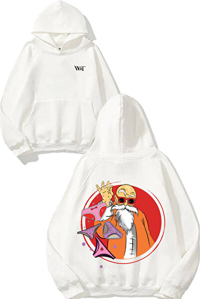 THEWERT Hanorac alb cu glugă cu imprimeu pe spate Dragon Ball Z