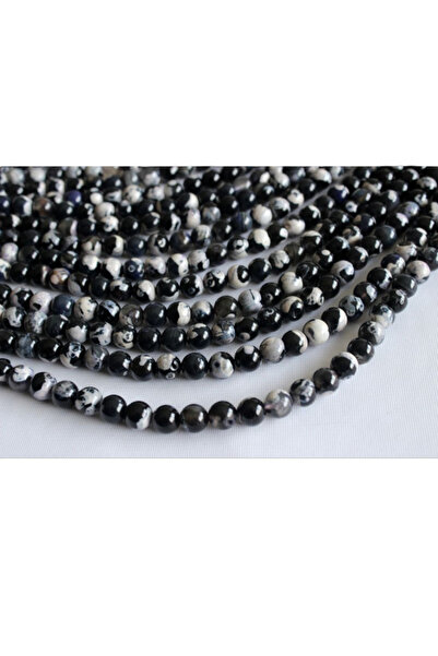 SESİKA HOBİ Оригинален естествен камък Качествен черен и бял агат 8 мм 1 низка
