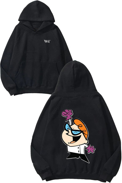 THEWERT Hanorac negru cu glugă Dexter 4 Design cu imprimeu pe spate