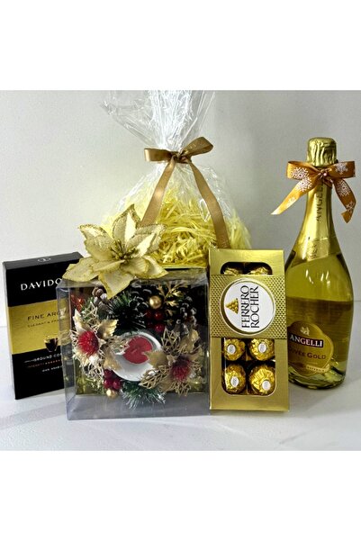 velve Pachet Merry Christmas,lumanare parfumata,praline,cafea Davidoff,vin sp...
