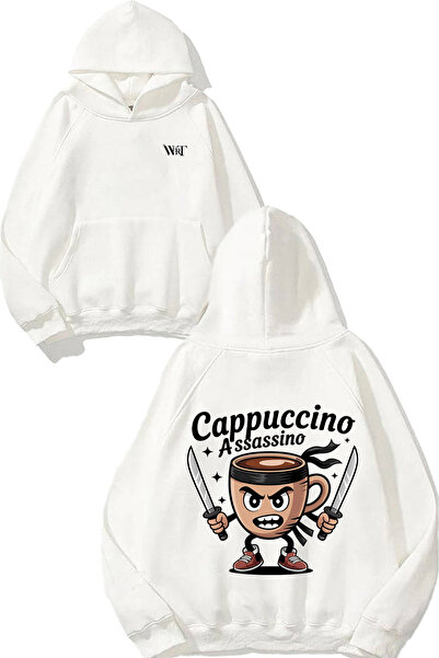 THEWERT Φούτερ με κουκούλα σε λευκό χρώμα με στάμπα στην πλάτη Cappuccino Ass...