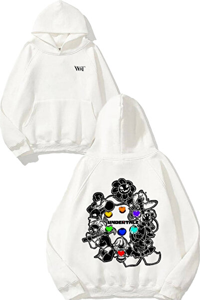 THEWERT Undertale Game 1 Design Hanorac alb cu glugă imprimat pe spate