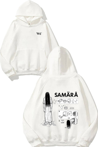 THEWERT سويت شيرت أبيض بقلنسوة مطبوعة من تصميم سمارا