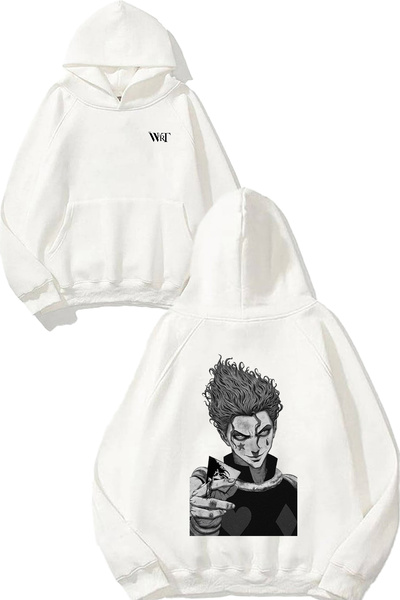 THEWERT Hanorac alb cu glugă cu imprimeu pe spate Hunter Hunter Joker Design