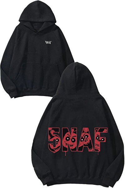 THEWERT Hanorac negru cu glugă cu imprimeu pe spate Five Nights At Freddy's 3