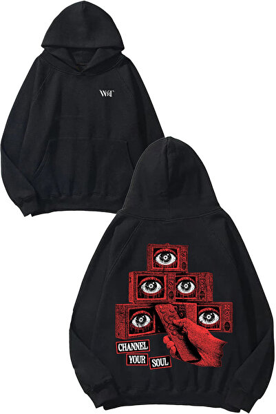 THEWERT Channel Your Soul Дизайн Світшот з принтом на спині та чорним капюшоном
