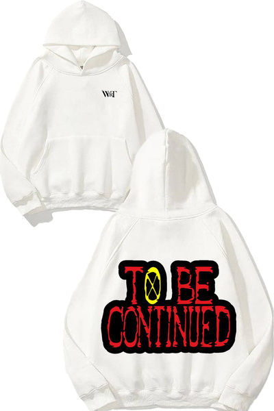 THEWERT Hanorac alb cu glugă cu imprimeu pe spate To Be Continued Design