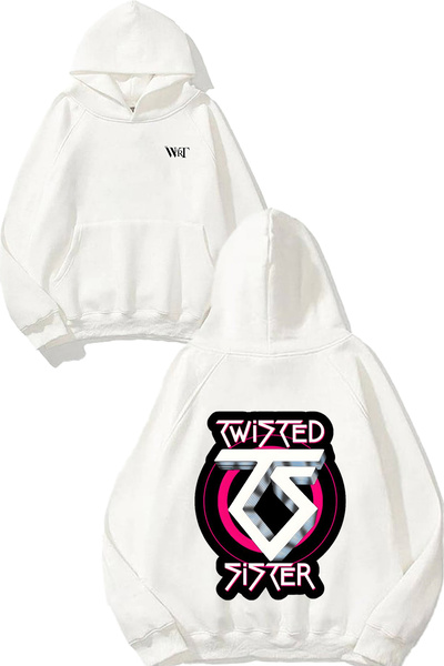 THEWERT Hanorac alb cu glugă cu imprimeu Twisted Sister Design