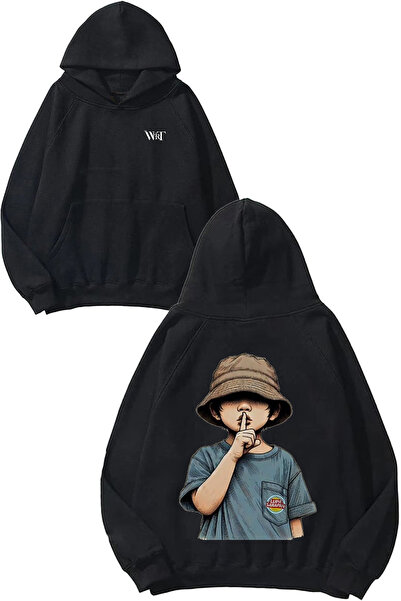 THEWERT Φούτερ με κουκούλα με στάμπα στο πίσω μέρος σε μαύρο χρώμα Sus Child ...