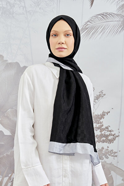 ARMANDA Dama desenli Monogram Şal - Siyah-Gri