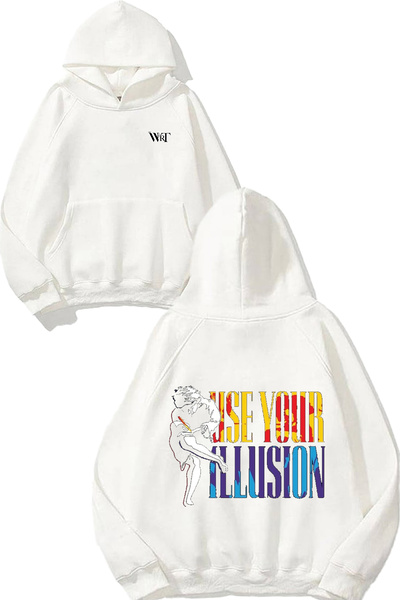 THEWERT Hanorac alb cu glugă cu imprimeu pe spate Guns N Roses Rock Music 15 ...