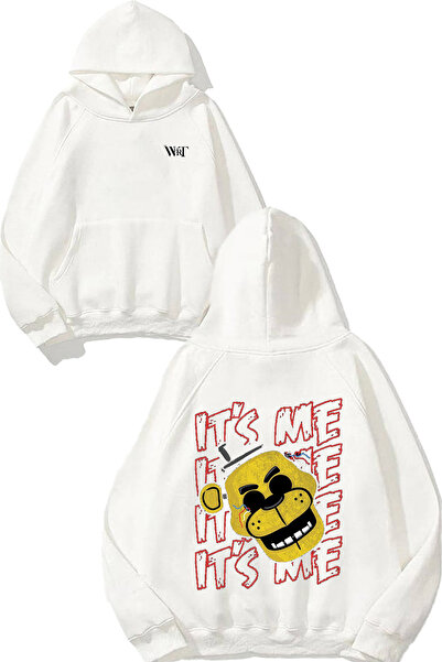 THEWERT Hanorac alb cu glugă cu imprimeu pe spate Five Nights At Freddy's 1 D...