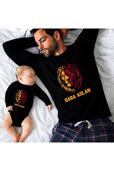 venüsdijital قميص ليون بابا أسد الصغير بأكمام طويلة للأب والابن والابنة (السعر لقطعة واحدة فقط)