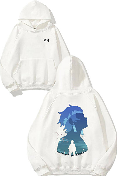 THEWERT Φούτερ με λευκή κουκούλα με σχέδιο Tanjiro Painting Design