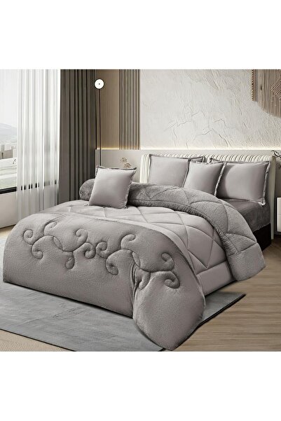 Roshen Luxurious winter velvet double bedspread with elegant design and high quality, 6 pieces, quilt size 240*220 cm