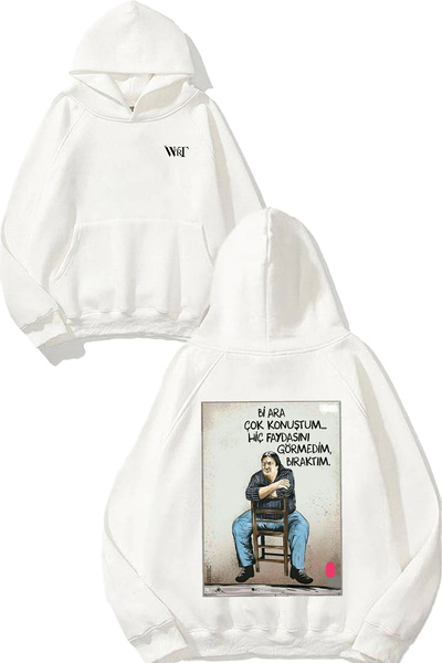 THEWERT Hanorac alb cu glugă cu imprimeu pe spate, design I've Been Talking A Lot