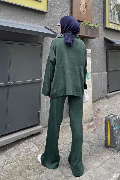 lamelif Thessaloniki Trousers Hijab Set Emerald Green