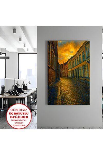 Harika bir ev Pictură pe pânză pentru perete, pictură în ulei, pavaj albanian...