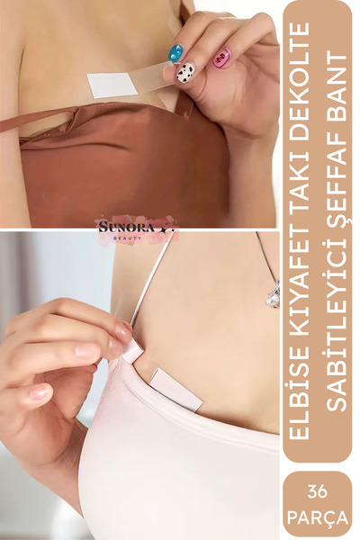 Sunora Beauty 36 Parça Şeffaf Elbise Sabitleyici Bant Dekolte Abiye Takı Geli...
