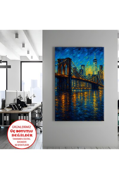 Harikabirev Canvas-Wall-Living Room Painting Oil Painting New York Bridge |  ...