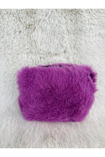 AyKoş aksesuar MOR PELUŞ PRATİK MİNİ CÜZDAN MAKYAJ ÇANTASI ANAHTARLIK SİGARA ÇAKMAK ÇANTASI
