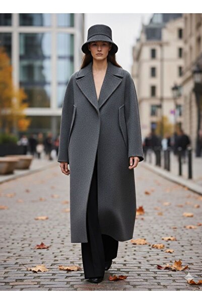 Kumaş sever Grey Cotton Wool Cashmere Fabric: Winter Coat, Jacket, Pants Material (150 cm Width)