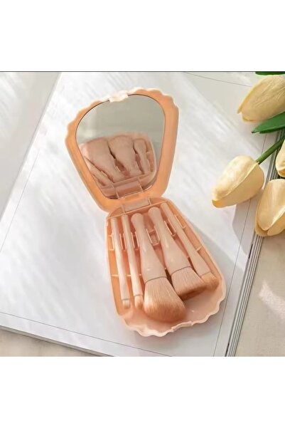 LOVYCO Portable Mirrored 5-Piece Makeup Brush Set Eye Shadow, Foundation, Blush Blending, Makeup Brushes