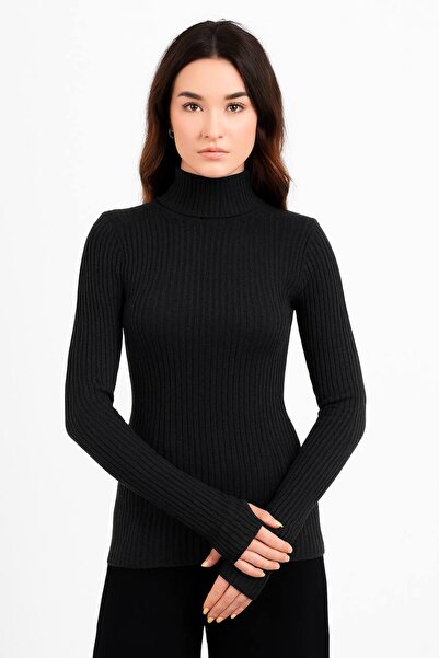 ALDAYER Pulover cu guler cu șnur, cu detaliu pe mânecă