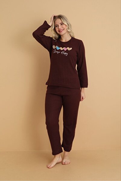 HUBEN Burgundy Knitted Interlock Pajama Set252