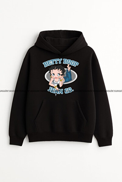 LG LAGULER هودي نسائي من Betty Boom مطبوع عليه جيوب كبير الحجم للخريف/الشتاء ...