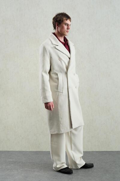 GIESTO معطف رمادي مخطط