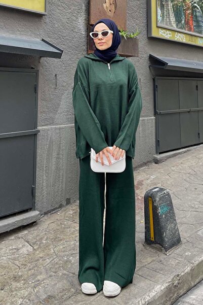 lamelif Thessaloniki Trousers Hijab Set Emerald Green