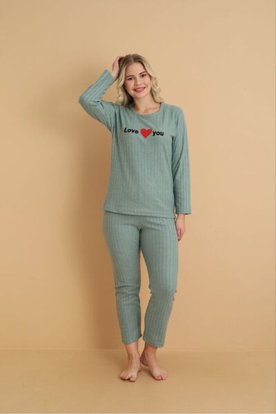 HUBEN kadın kışlık interlok pijama takımı