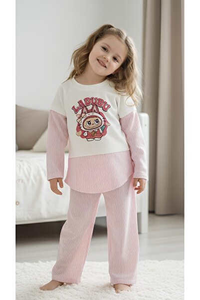 SVART WEAR Set de îmbrăcăminte pentru fete Labubu cu imprimeu roz, pulover, t...